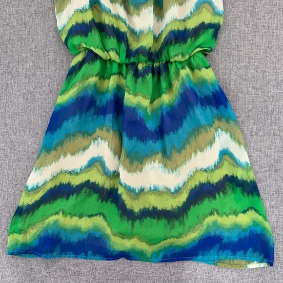 Accidentally In Love Cute Sundress Small Blue Green Scoop Neck Sleeveless Dress - Picture 7 of 13